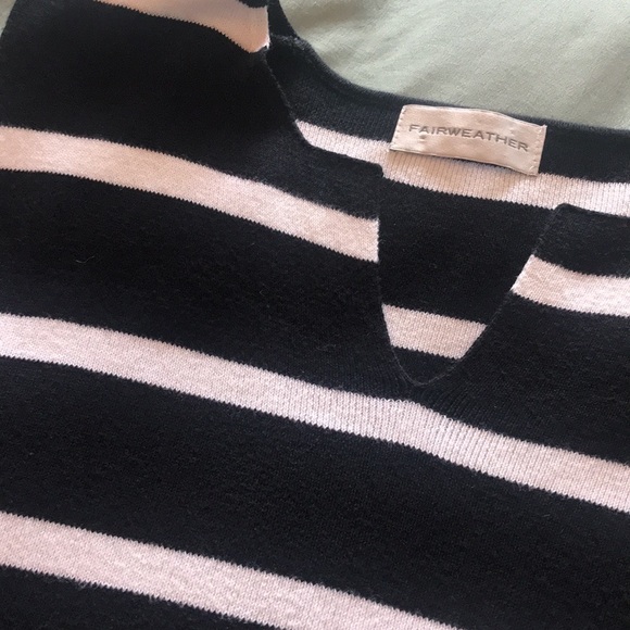 Women's Fairweather Black and White Stripe Cotton Knit Sleeveless Top, Large - Picture 6 of 9